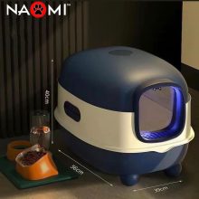"Oval Cat Litter Box with UV light & Scoop ØªØ¹Ù‚ÙŠÙ… Ø¨Ø§Ù„Ø§Ø´Ø§Ø¹Ø© ÙÙˆÙ‚ Ø§Ù„Ø¨Ù†ÙØ³Ø¬ÙŠØ© Size: 56*40 *40CM Color: Gray - Blue - Green - Purple "