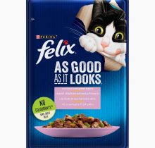 PURINA FELIX As Good as it Looks with Trout and Green Bean Wet Cat Food Pouch 85g