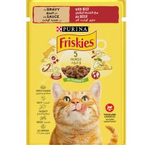 Purina Friskies Beef Chunks in Gravy Wet Cat Food Pouch 85g