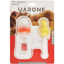 Uarone Orange and White Pet Nursing Bottle with Cleaning Brush -