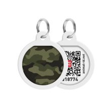 WAUDOG Smart ID metal pet tag with QR-passport, "Green camo" -0625-0205