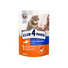 CLUB 4 PAWS PREMIUM for adult cats with cod fish in jelly 80g