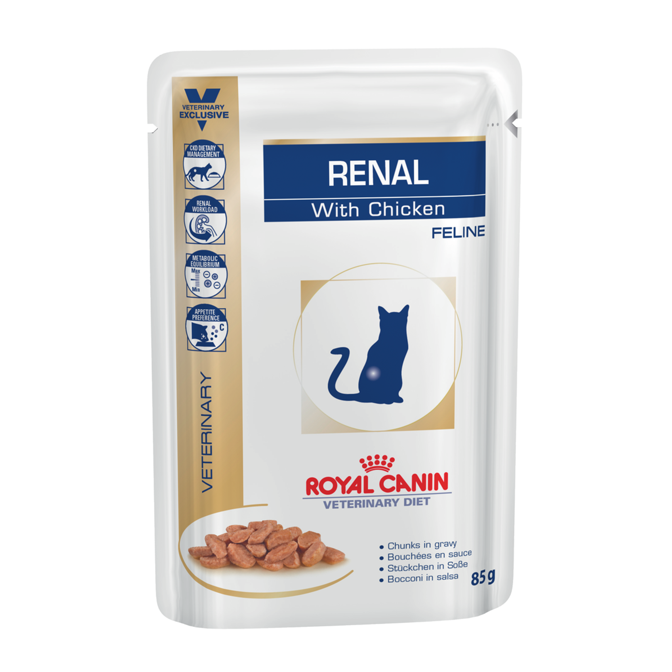 Royal Canin Feline Renal with chicken (85 gmpouch) - Wet food for Renal and chronic kidney diseases – 12 pouches per box price for one pouch