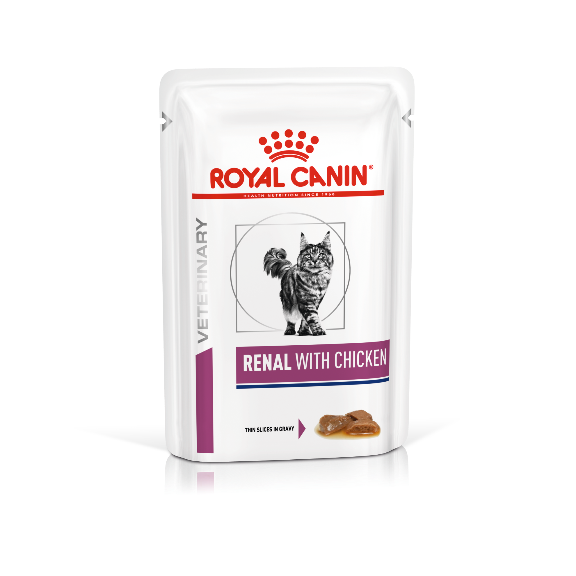 ROYAL CANIN® kitten Renal with Chicken features thin slices in gravy (85gm Pouch) - Wet food for senior cats