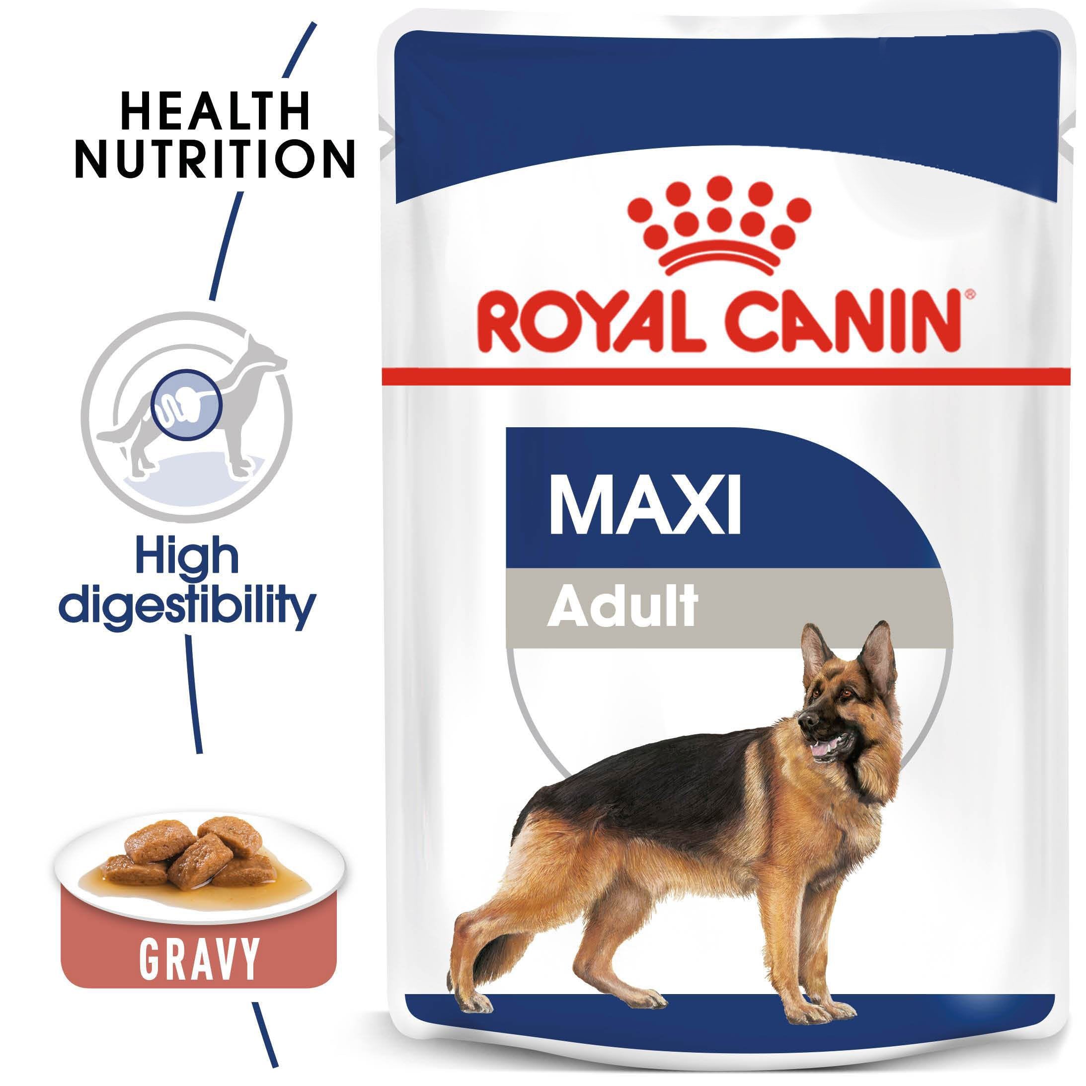 Royal Canin Maxi Adult in Gravy (140 gmpouch) - wet food for large dogs from 26 to 44 KG. From 15 months to 5 years old